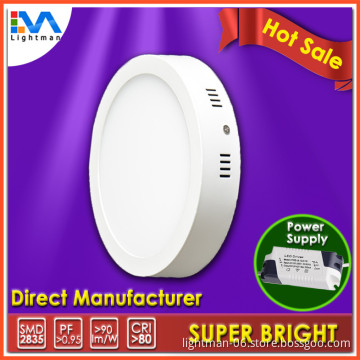 White Frame 6W 12W 18W 90LM/W 170MM Surface Mounted round LED Panel light